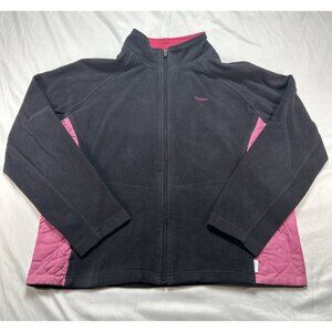 Reebok Women's Fleece Jacket Size XL Black And Pink Full Zip Long Sleeve